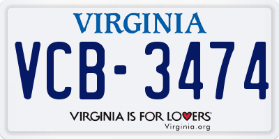 VA license plate VCB3474