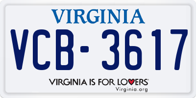 VA license plate VCB3617