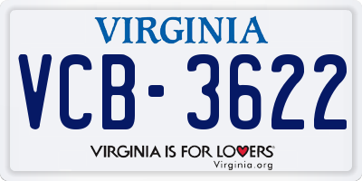 VA license plate VCB3622