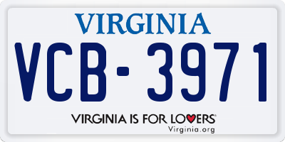 VA license plate VCB3971