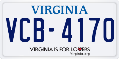 VA license plate VCB4170