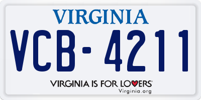 VA license plate VCB4211