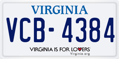 VA license plate VCB4384