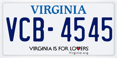 VA license plate VCB4545