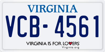 VA license plate VCB4561