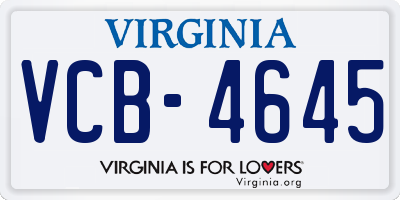 VA license plate VCB4645