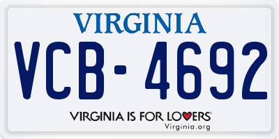 VA license plate VCB4692