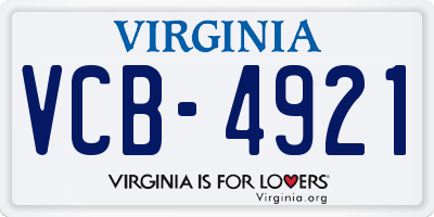 VA license plate VCB4921