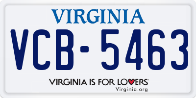VA license plate VCB5463