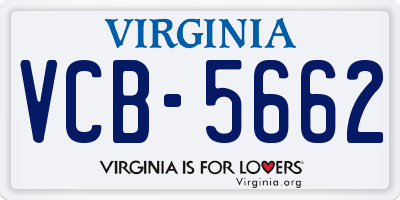 VA license plate VCB5662