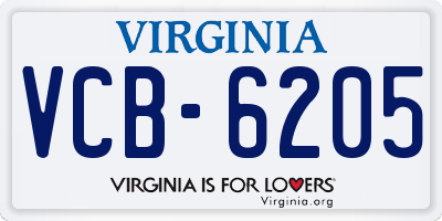 VA license plate VCB6205