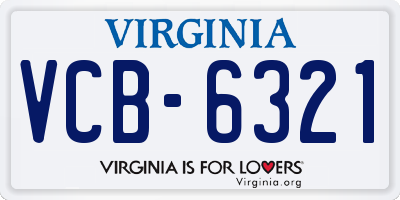 VA license plate VCB6321
