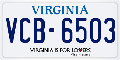 VA license plate VCB6503