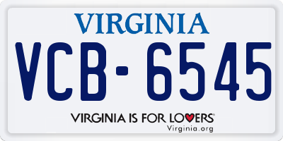 VA license plate VCB6545