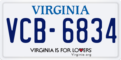 VA license plate VCB6834