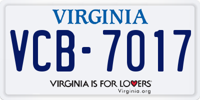 VA license plate VCB7017