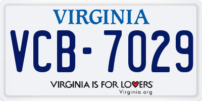 VA license plate VCB7029