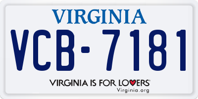 VA license plate VCB7181