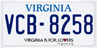 VA license plate VCB8258