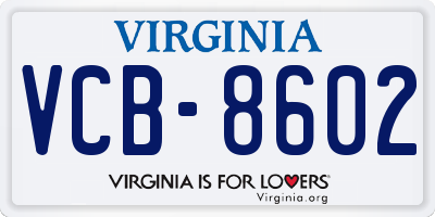 VA license plate VCB8602
