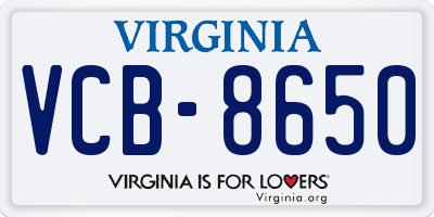 VA license plate VCB8650