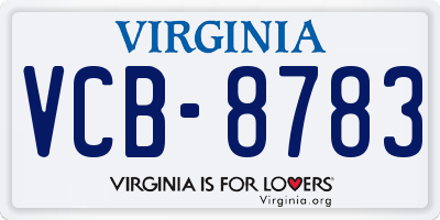 VA license plate VCB8783