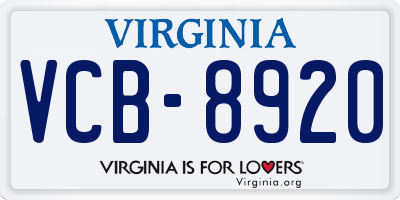 VA license plate VCB8920