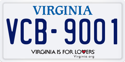 VA license plate VCB9001