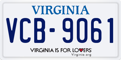 VA license plate VCB9061