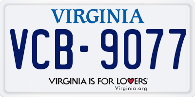 VA license plate VCB9077