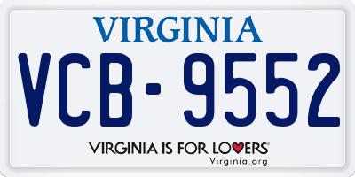 VA license plate VCB9552