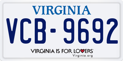 VA license plate VCB9692