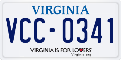 VA license plate VCC0341
