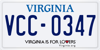 VA license plate VCC0347