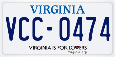 VA license plate VCC0474