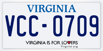VA license plate VCC0709