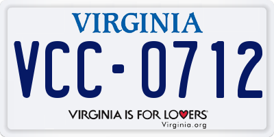 VA license plate VCC0712