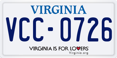 VA license plate VCC0726