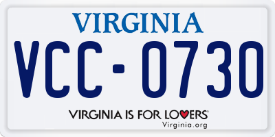 VA license plate VCC0730