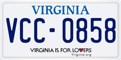 VA license plate VCC0858