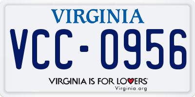 VA license plate VCC0956