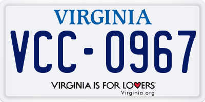VA license plate VCC0967