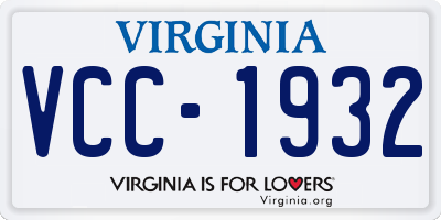 VA license plate VCC1932