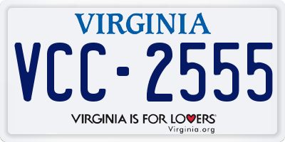 VA license plate VCC2555