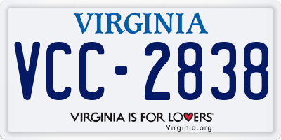 VA license plate VCC2838