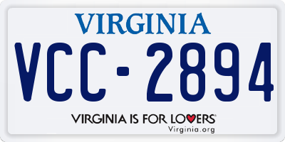 VA license plate VCC2894