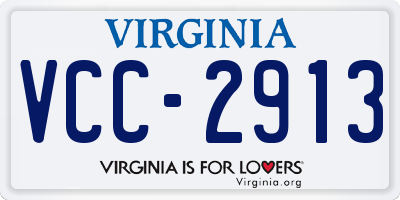 VA license plate VCC2913