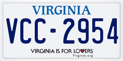 VA license plate VCC2954