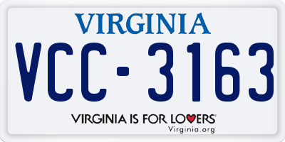 VA license plate VCC3163