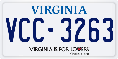 VA license plate VCC3263